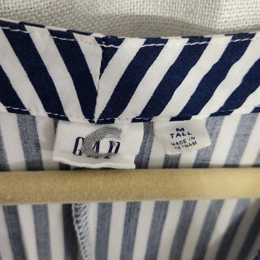 Gap Blue White Stripe Rayon V-Neck Short Dolman Slv Tunic Shift Dress Size M - Picture 3 of 6